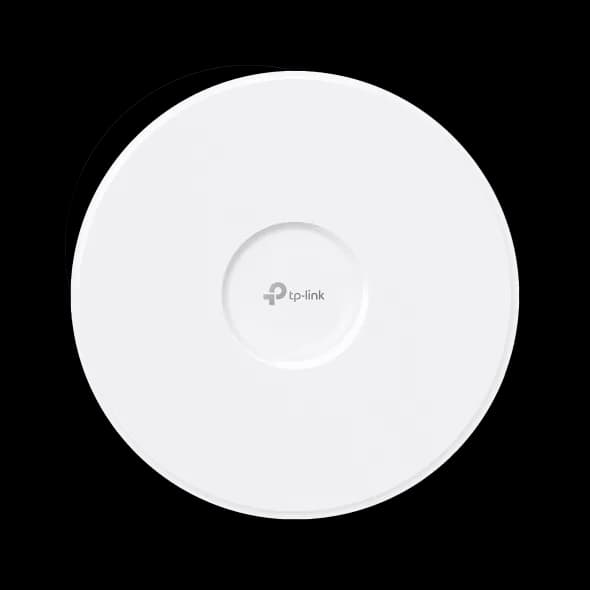 "Omada BE9300 Ceiling Mount Tri-Band Wi-Fi 7 Access Point PORT: 1×10G RJ45 Port SPEED:574Mbps at 2.4 GHz + 2880 Mbps at 5 GHz+ 5760 Mbps at 6 GHz FEATURE: 802.3bt POE++ and 12V DC (Power Adapter is not included), 4×Internal Antennas, MU-MIMO, 320MHz Supported, Seamless Roaming, Band Steering