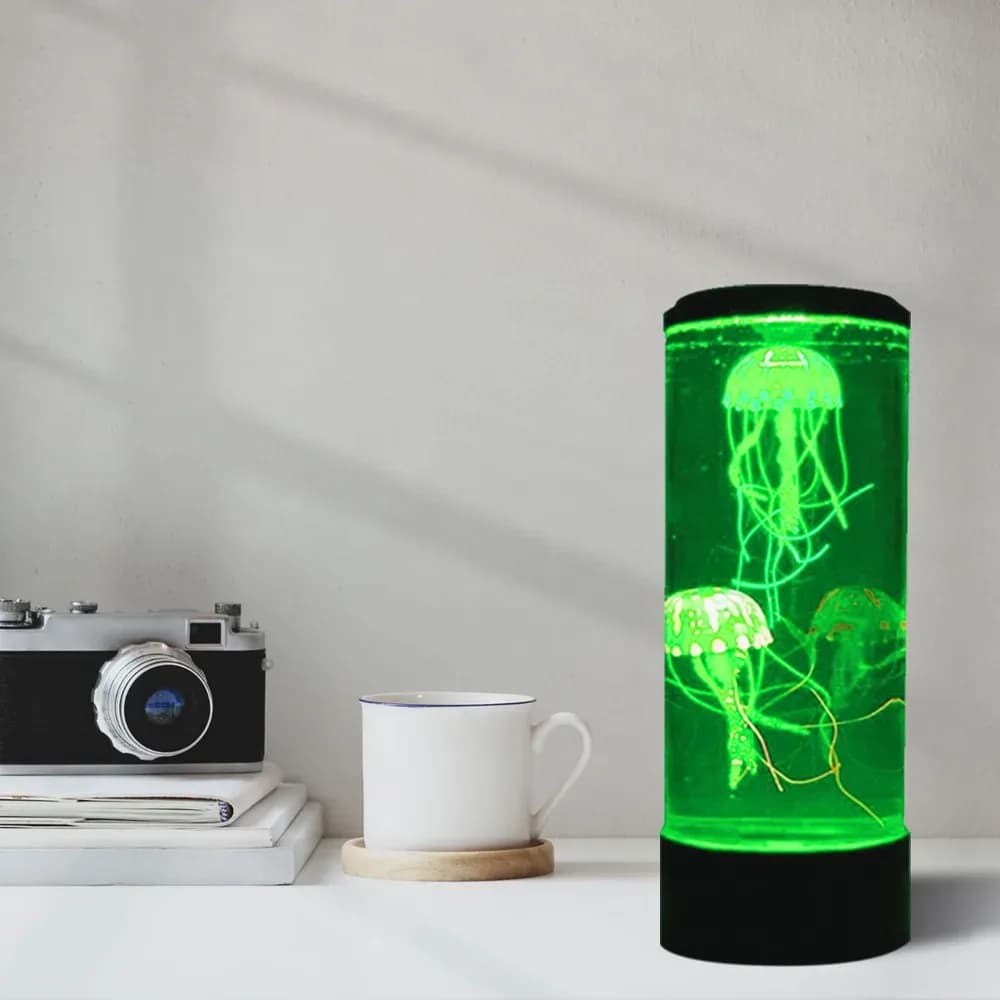 Acvariu cu meduze, rotund, negru (alimentare USB) — miniatură