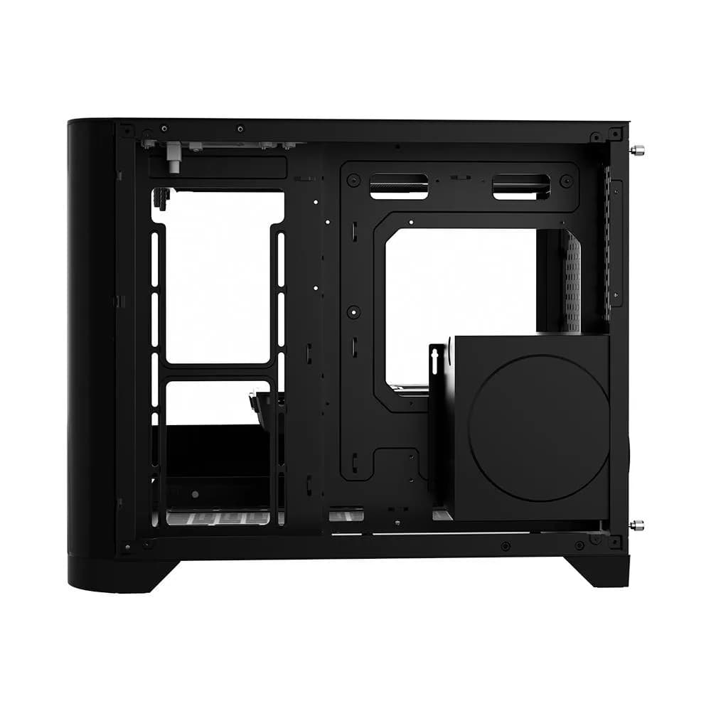 Carcasa 1stPLAYER® Gaming UV6-bk, Micro-ATX, 6 ventilatoare aRGB infinity efect plus PWM, telecomanda, negru — miniatură