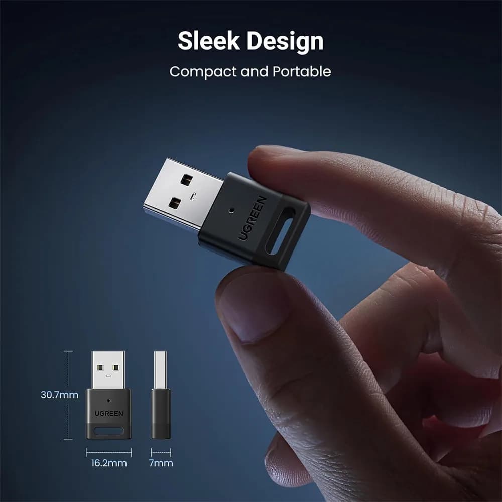 ADAPTOARE Bluetooth Ugreen, "CM591" conectare prin USB 2.0, distanta 10 m (pana la), Bluetooth v5.3, antena interna, "35995" - 6941876239955 — miniatură