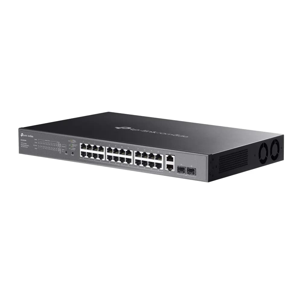 Omada 28-Port Gigabit Easy Managed Switch with 24-Port PoE+ PORT: 24× Gigabit PoE+ Ports, 2x Gigabit Non-PoE Ports, 2× Gigabit SFP Ports SPEC: 802.3at/af, 384W PoE Power, 1U 19-inch Rack-mountable Steel Case FEATURE: Integration with Omada SDN Controller and Omada Cloud Essentials, Fast PoE — miniatură