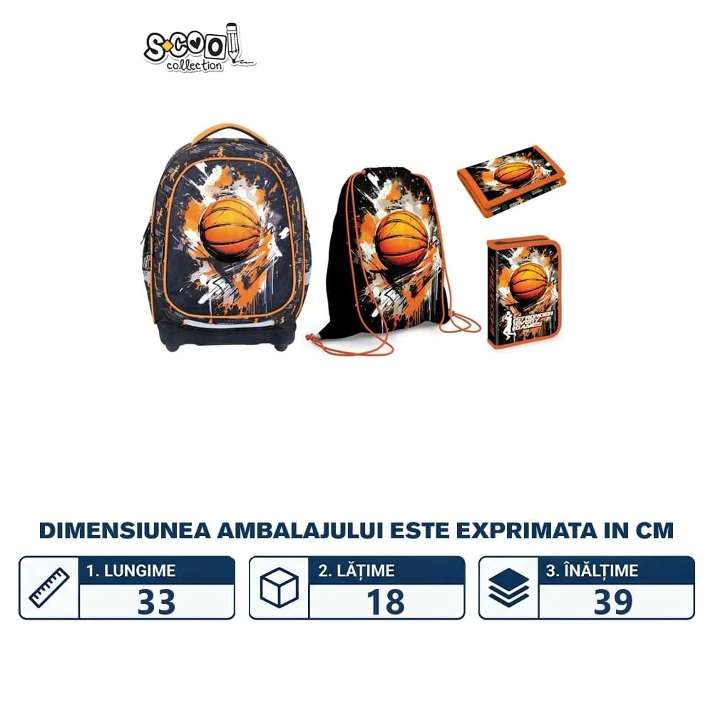 Set Micul Scolar: Ghiozdan, Penar echipat, Sac Sport, Portofel, Basketball - S-COOL — miniatură
