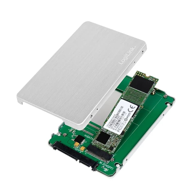 RACK extern LOGILINK, pt. SSD, M.2, M.2 S-ATA NGFF, interfata PC S-ATA3, aluminiu, argintiu, "AD0021" — miniatură