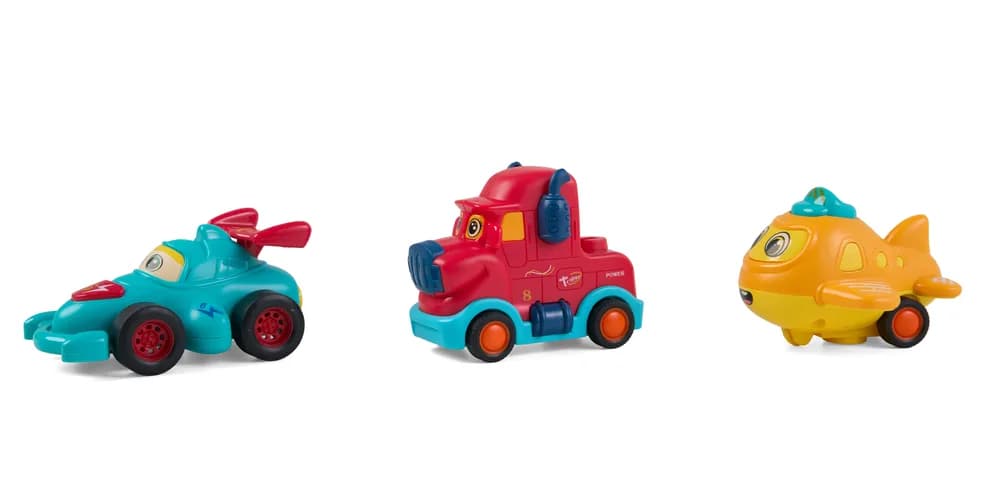 SET 3 VEHICULE ACTIONATE PRIN INERTIE, DIVERSE MODELE SI CULORI, MOMKI — miniatură