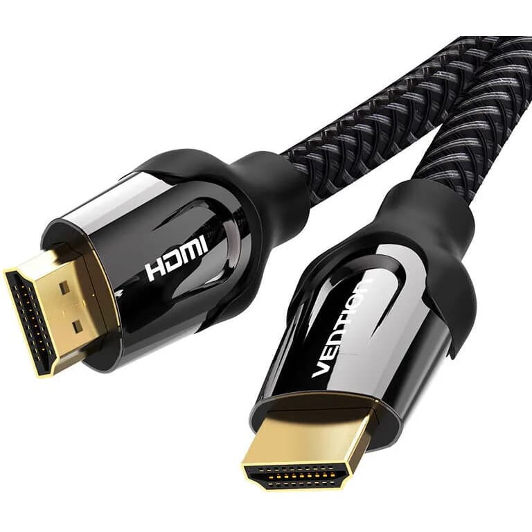 Cablu video Vention,HDMI(T) la HDMI(T),1m, rez max 4K 60Hz/1080p 60Hz,conectori auriti,cupru placat cu argint,invelis PVC si nylon braided,negru,"VAA-B05-B100"- 6922794718692 — miniatură