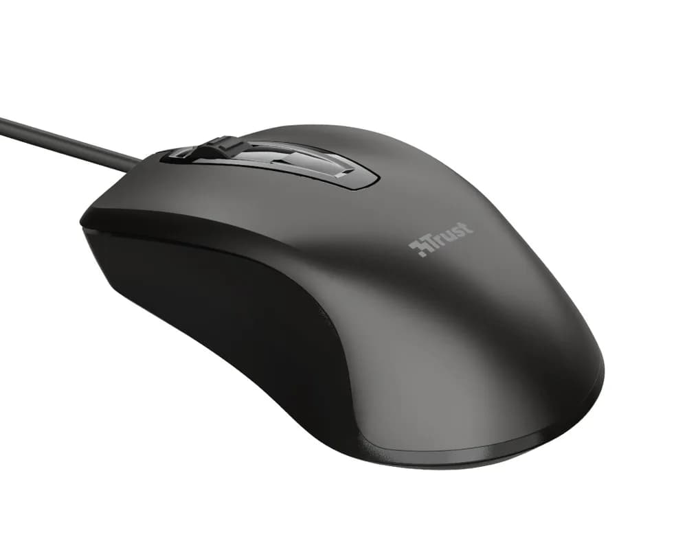 MOUSE TRUST, "Carve", PC sau NB, cu fir, USB, optic, 1200 dpi, butoane/scroll 3/1, negru, "TR-23733" — miniatură