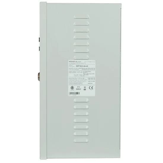 Sursa de alimentare pentru sisteme de detectie incendiu 24V/5.5A in cutie metalica Merawex ZSP100-5.5A-40, loc pentru 2 acumulatori 12V/40Ah, Tensiune de intrare: 100/230VAC, eficienta ridicata sub sarcina si consum redus, comunicare RS-232 / RS-485, rata scazuta de esec (0,5% in trei ani), iesiri — miniatură