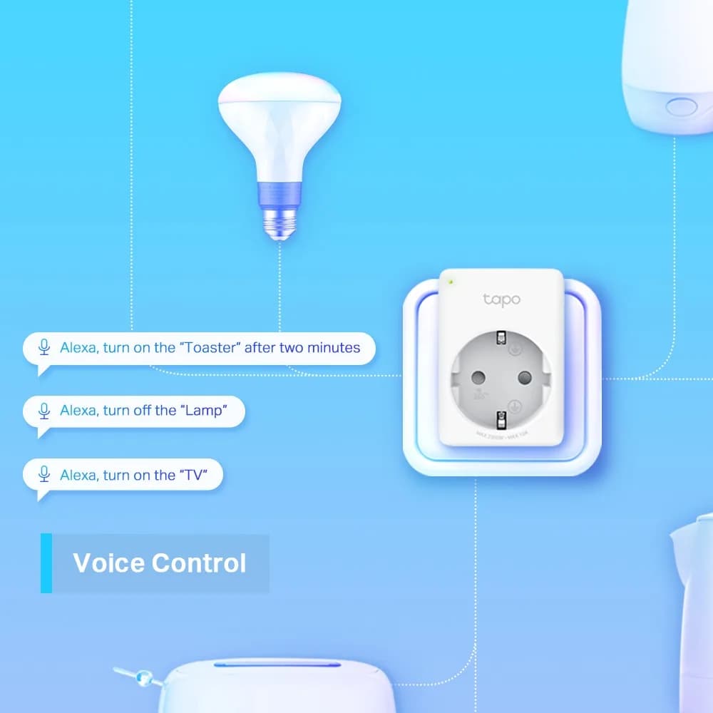 PRIZA inteligenta TP-LINK, Schuko x 1, conectare prin Schuko (T), 10 A, programare prin smartphone, Bluetooth, WiFi, alb "Tapo P100(4-pack)" — miniatură