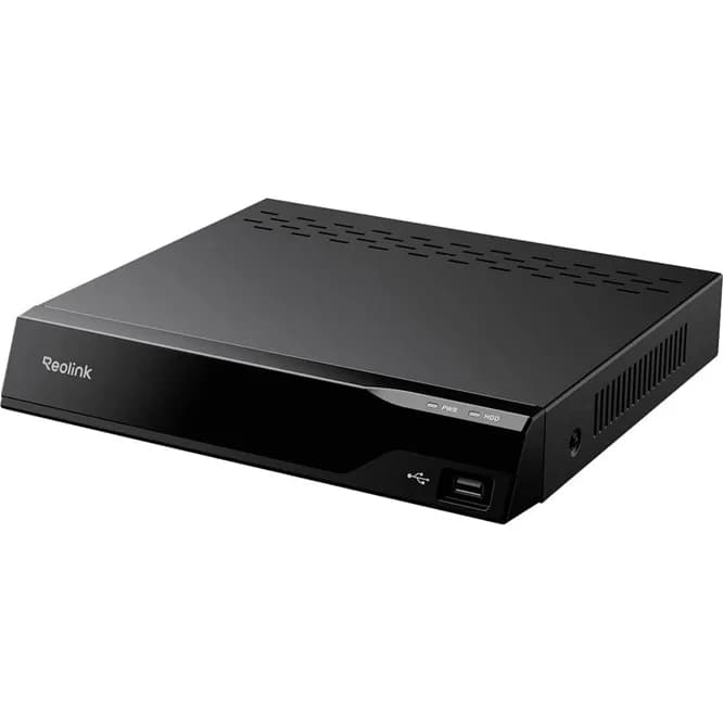 NVR Reolink RP-PN8-NHD; 16MP 8POE Camere: Până la 12 camere IP (8 cu fir), rezoluție maximă 16MP Rezoluție afișaj: HDMI: 3840x2160, VGA: 1920x1080 Rețea: 8x RJ45 (10/100 Mbps) pentru camere, 1x RJ45 (10/100/1000 Mbps) pentru LAN/WAN Alimentare: DC 52V/2.3A, PoE (IEEE 802.3af/at, 25W per port)