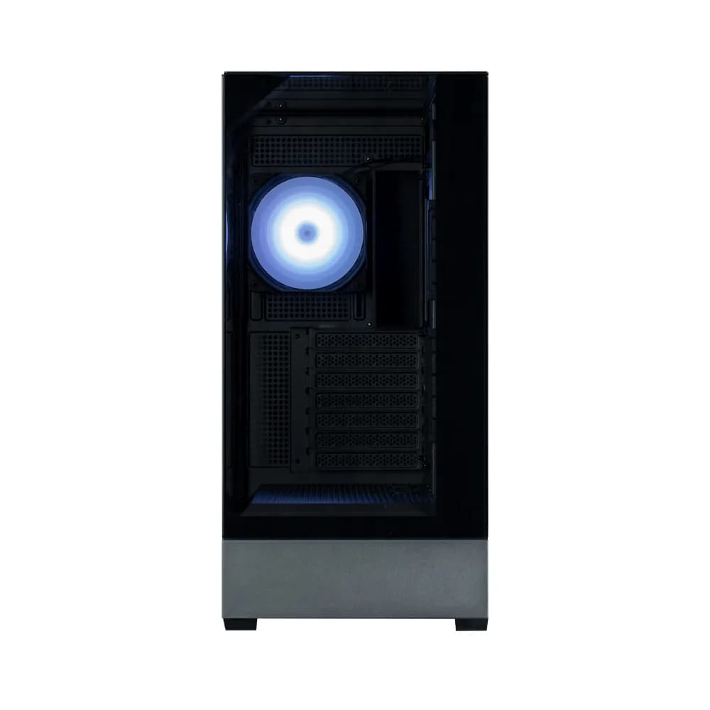 CARCASA Zalman "P40 Prism Plus", middle tower, gaming, fara sursa, suporta 9xfan, 4xfan inclus, PSU shroud, afisaj electronic, USB Type-C x 1, USB 3.1 gen1 x 2, audio+mic, 7 sloturi expansiune, negru, "P40 Prism Plus Black" — miniatură