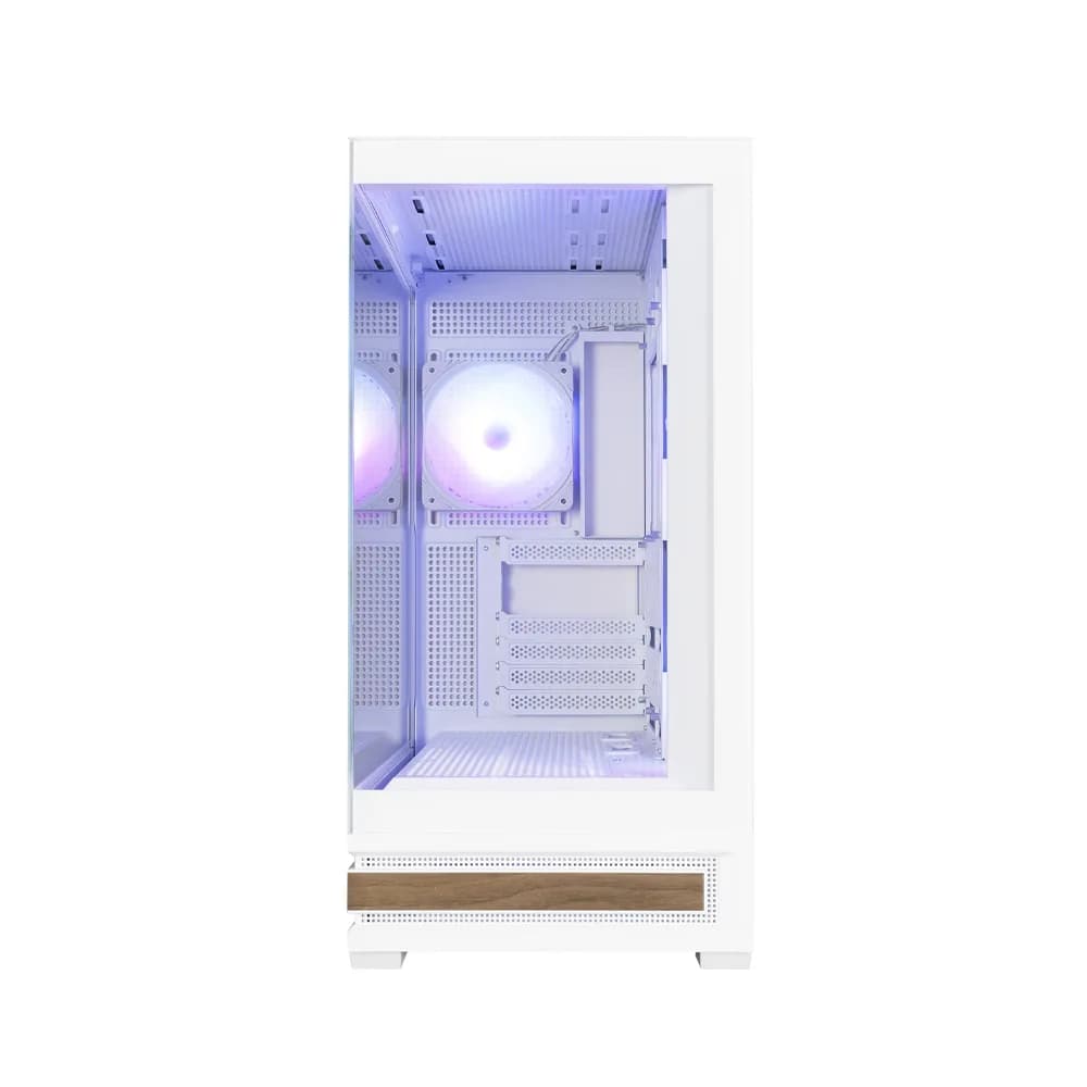 CARCASA Zalman "P40 NAMU", middle tower, gaming, fara sursa, suporta 10xfan, 4xfan inclus, PSU shroud, afisaj electronic, USB Type-C x 1, USB 3.1 gen1 x 2, audio+mic, 7 sloturi expansiune, alb, "P40 NAMU White" — miniatură