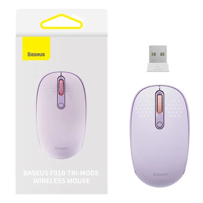 MOUSE Baseus PC sau NB wireless, 2.4GHz si Bluetooth, optic, 800/ 1200/1600 dpi,butoane/scroll 3/1, mov,"B01055503513-00" - 6932172632861 — miniatură
