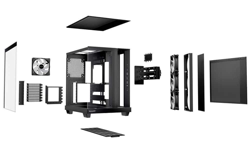 CARCASA be quiet "Light Base 500 LX Black", middle tower, gaming, fara sursa, suporta 10xfan, 4xfan inclus, USB Type-C x 1, USBx2, audio+mic, 7 sloturi expansiune, negru, "BGW85" — miniatură
