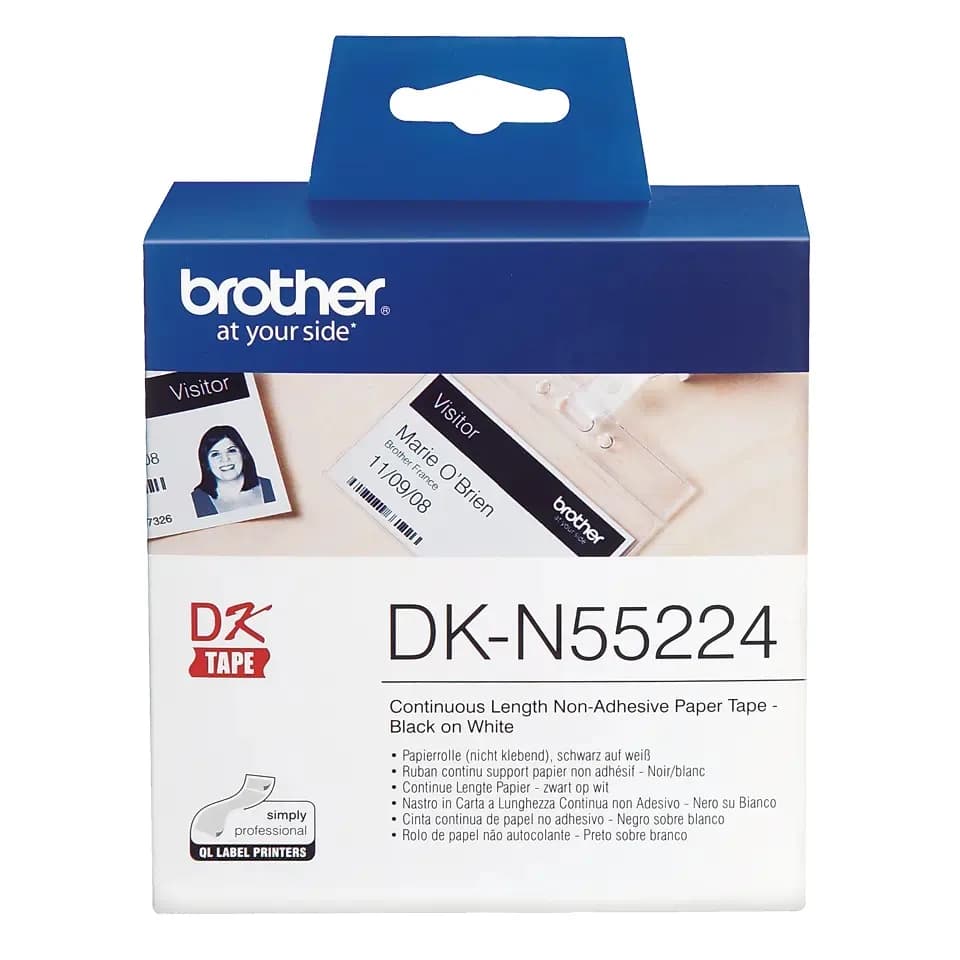 Banda Continua Hartie Original Brother Black on White, DKN55224, pentru P-TOUCH QL-1100|QL-800|QL-810|QL-1050|QL-1060|QL-500|QL-560|QL-570|QL-580|QL-650|QL-700, 54mmx30.48m, incl.TV 0 RON, "DKN55224"