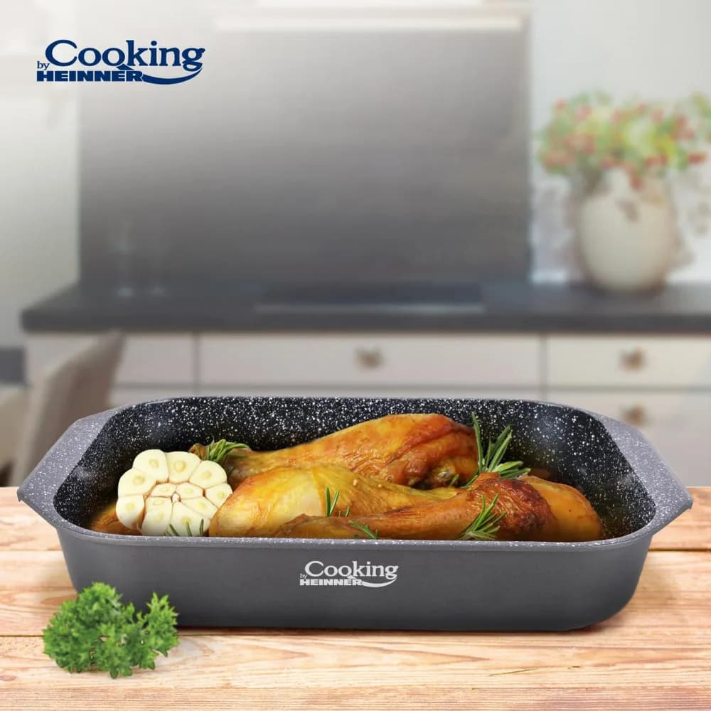 TAVA ALUMINIU CU ACOPERIRE CERAMICA 39.5x26 CM, DARK LINE, COOKING BY HEINNER — miniatură