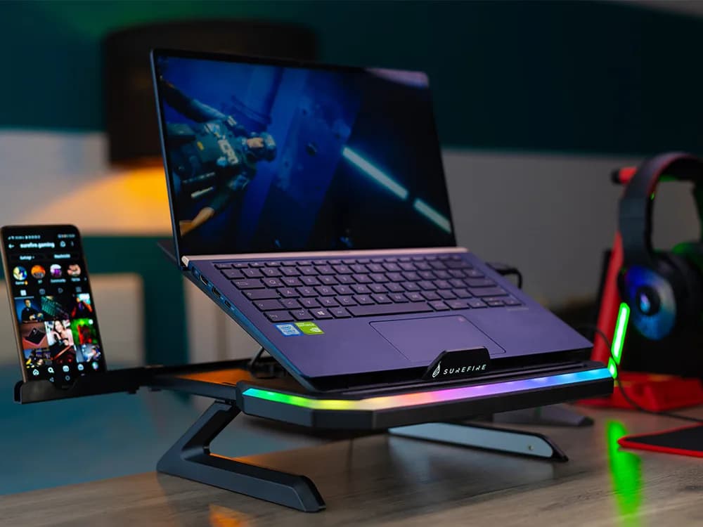 STAND Notebook Verbatim Portus X1 Foldable Laptop Stand with RGB "48842" — miniatură