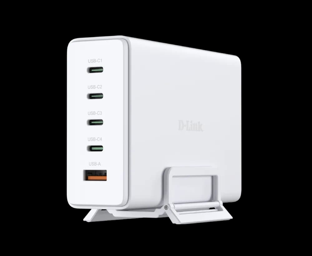 INCARCATOR retea D-Link, Quick Charge GaN PD 3.1 / QC 4.0 240W, 4 x USB Type-C 28.0V/5.0A max, 1 x USB 12.0V/2.5A, alb "DCF-241" — miniatură