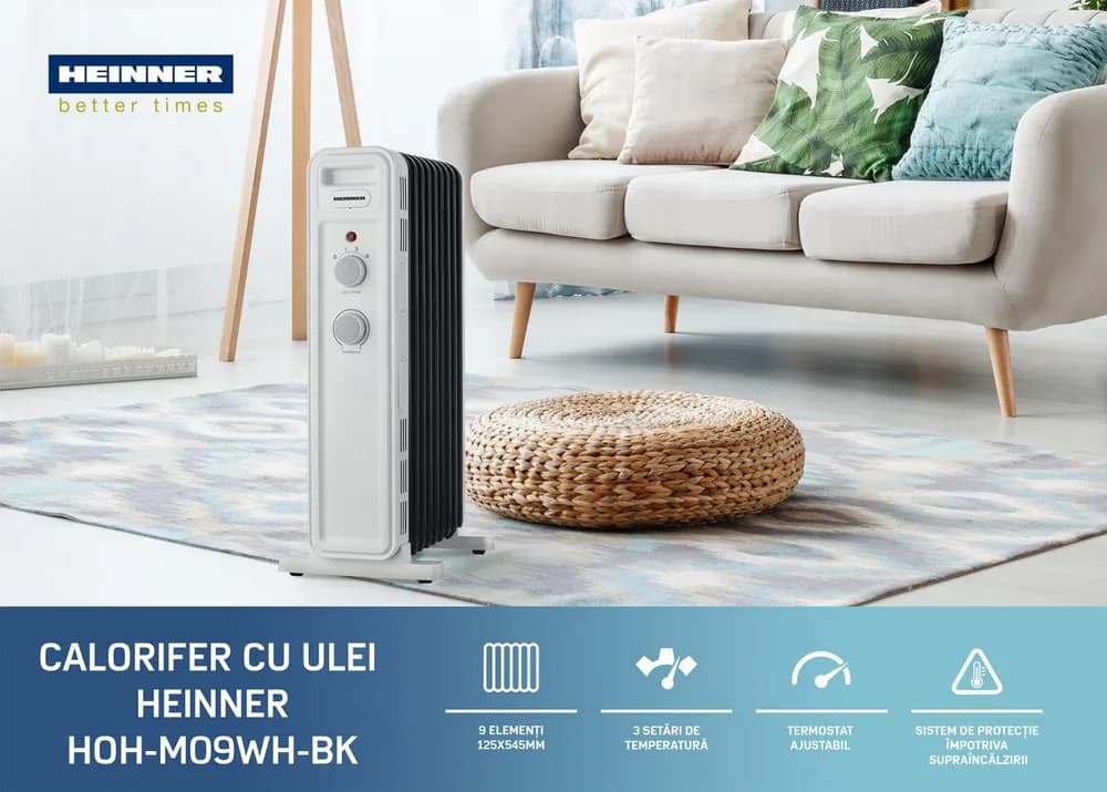 CALORIFER CU ULEI HEINNER HOH-M09WH-BK — miniatură