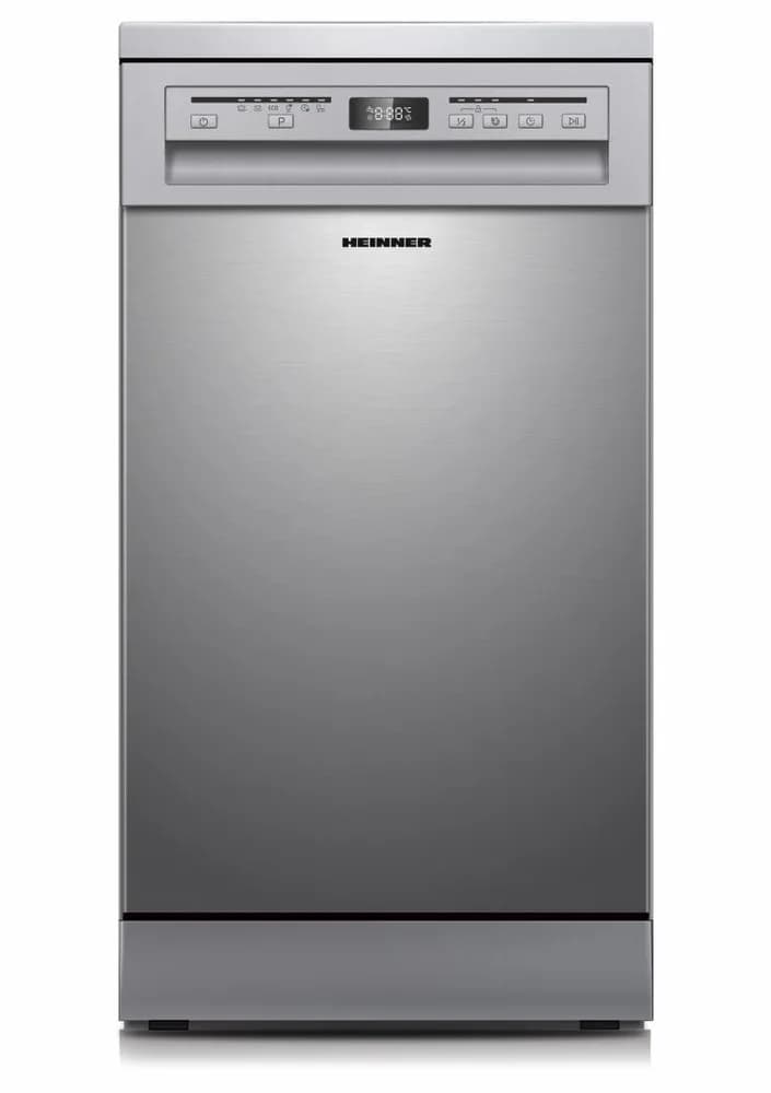 MASINA DE SPALAT VASE HEINNER HDW-FSM45609DXE++. 9 SETURI, CLASA DE EFICIENTA ENERGETICA E, CONTROL ELECTRONIC, DISPLAY DIGITAL, 6 PROGRAME: INTENSIV, UNIVERSAL, ECO, PAHARE, 90 MIN, RAPID (30 MIN), FUNCTIE HALF LOAD, EXTRA USCARE, PORNIRE INTARZIATA (1-24H), COS SUPERIOR AJUSTABIL PE INALTIME