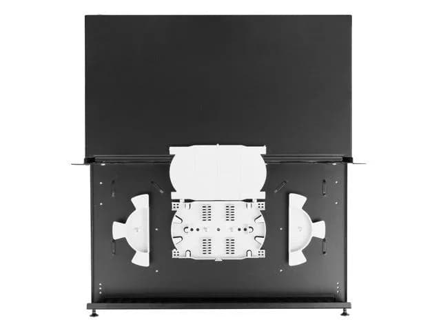 Patch panel fibră rack 19" 1U 12x SC simplex / 12x LC duplex, negru + accesorii — miniatură
