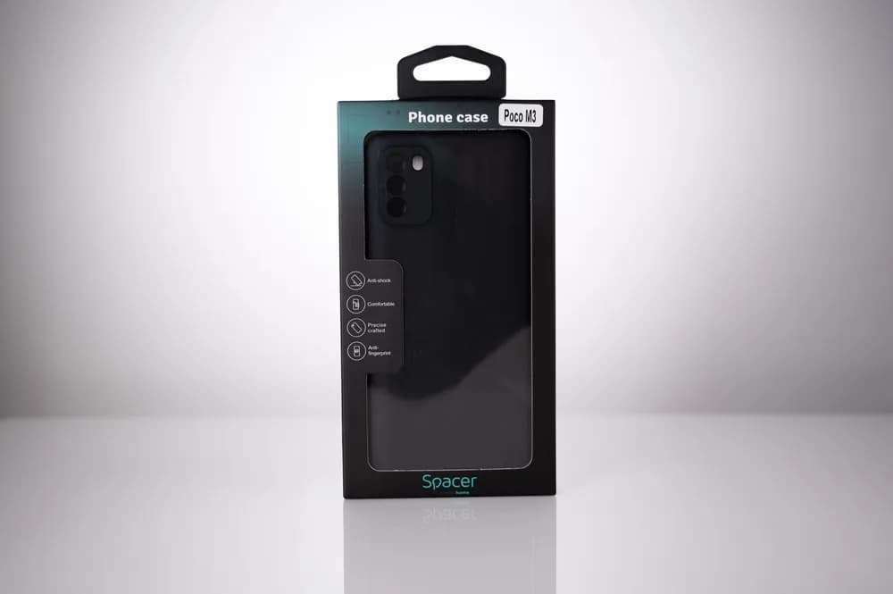 Husa Xiaomi Pocophone M3 Spacer, negru, grosime 2mm, material flexibil silicon + interior cu microfibra "SSPPC-XI-PC-M3-SLK" — miniatură