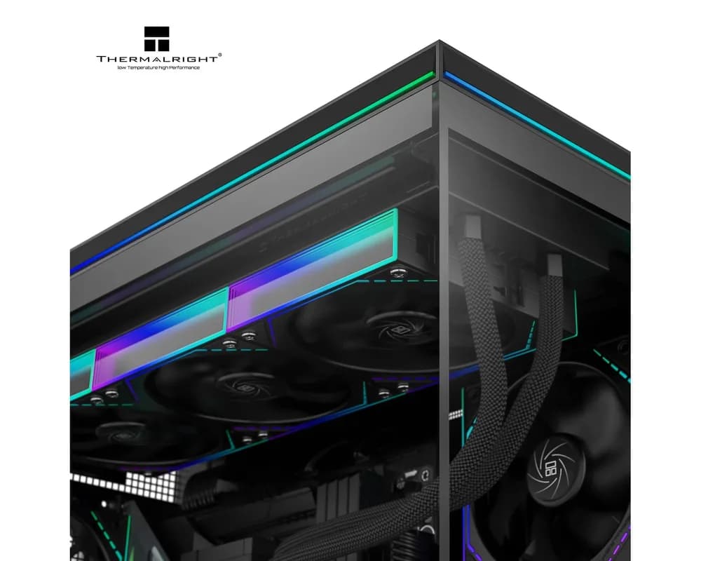 CARCASA Thermalright "TL-M10", mid tower, sticla securizata, fara PSU, 4 ventilatoare incluse (3x TL-C12RB-S V2 + 1x TL-C12C-S 120mm), H max cooler 185mm, USB-C, 2x USB 3.0, negru, ARGB, "TL-M10 Black FAN4-C" — miniatură