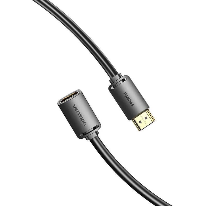 Cablu video Vention, HDMI(T) la HDMI(M), 1.5m, rezolutie maxima 4K la 60Hz, conectori auriti, cupru, invelis PVC, negru, "AHCBG" - 6922794766860 — miniatură