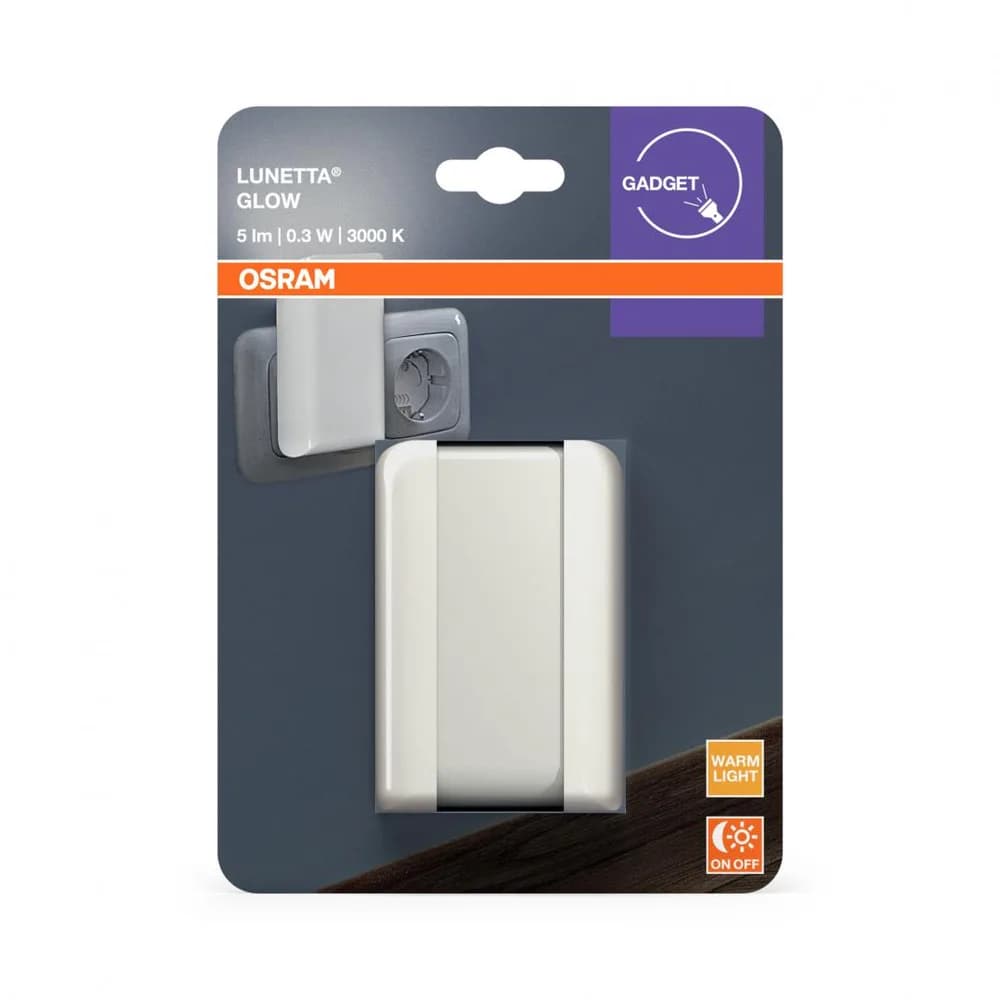 Lampa de veghe OSRAM LUNETTA Glow White cu senzor de lumina, 0.28W,5lm, lumina calda(3000K)