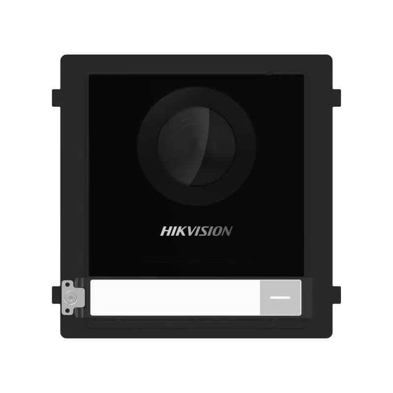 Panou videointerfon modular de exterior Hikvision DS-KD8003-IME1(B); 1 x buton apelare, camera video wide angle 180° Fish eye 2MP; permite conectarea pana la 8 submodule de extensie, conectare: TCP/IP, RTSP; customizare afisare nume; montaj aplicat sau ingropat (accesoriile demontaj nu sunt