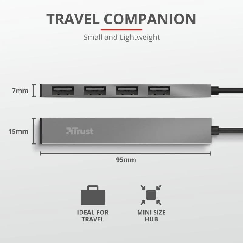 Trust Halyx Aluminium 4 Mini USB Hub "TR-23786" — miniatură