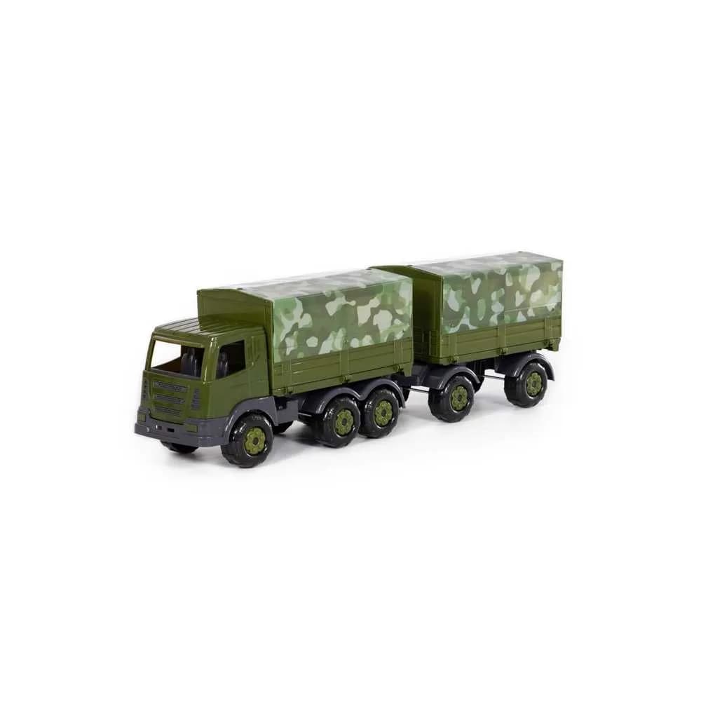 Camion militar cu prelata si remorca - SuperTruck, 71x16x22 cm