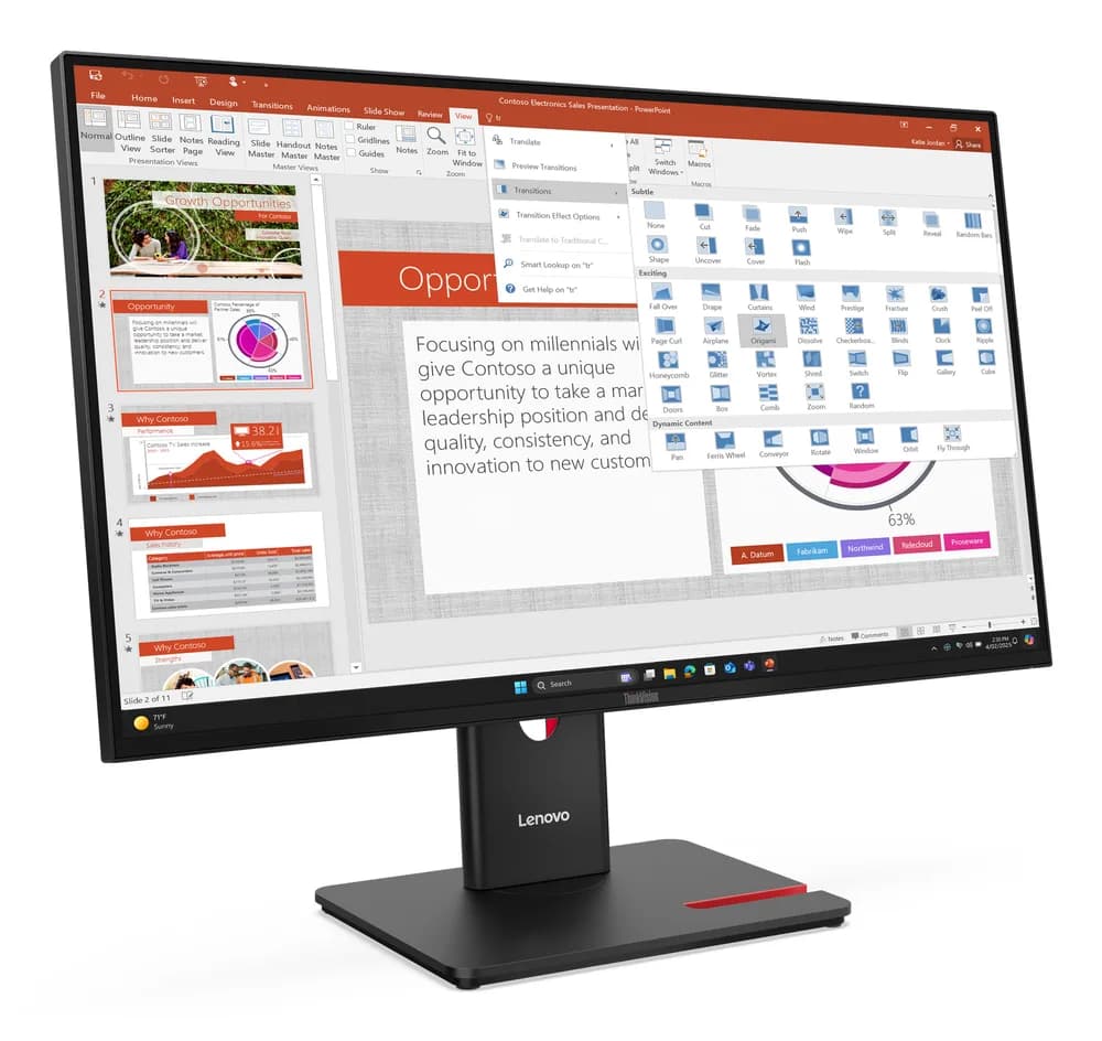 Lenovo Monitor ThinkVision T27-40 27" IPS FHD AG 4ms 300cd 1500:1 120Hz HUB Tilt Swivel Lift Pivot "64A5MAT6EU" — miniatură