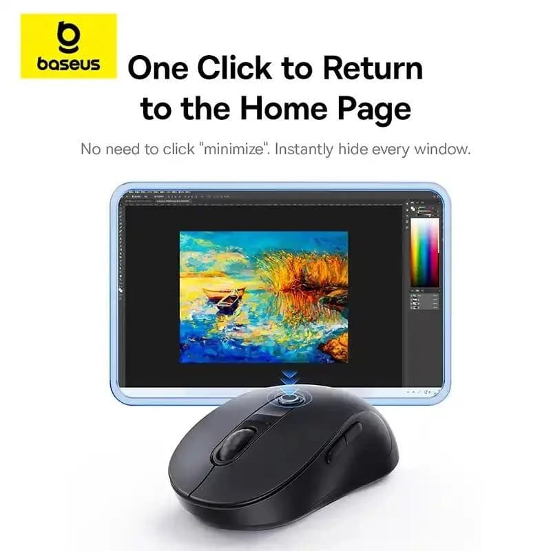 MOUSE Baseus F02 PC sau NB, bluetooth, optic, 800/ 1200/1600 dpi,butoane/scroll 6/1, silent click, negru,"B0203203" - 6932172693350 — miniatură