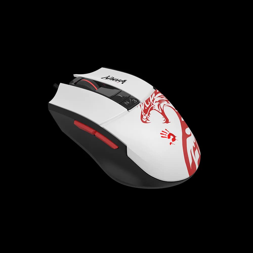 MOUSE A4tech - gaming, "Bloody co-branded Naraka", cu fir, USB, optic, 12000 cpi, butoane/scroll 10/1, alb, "L65 Max" (include TV 0.18lei) — miniatură
