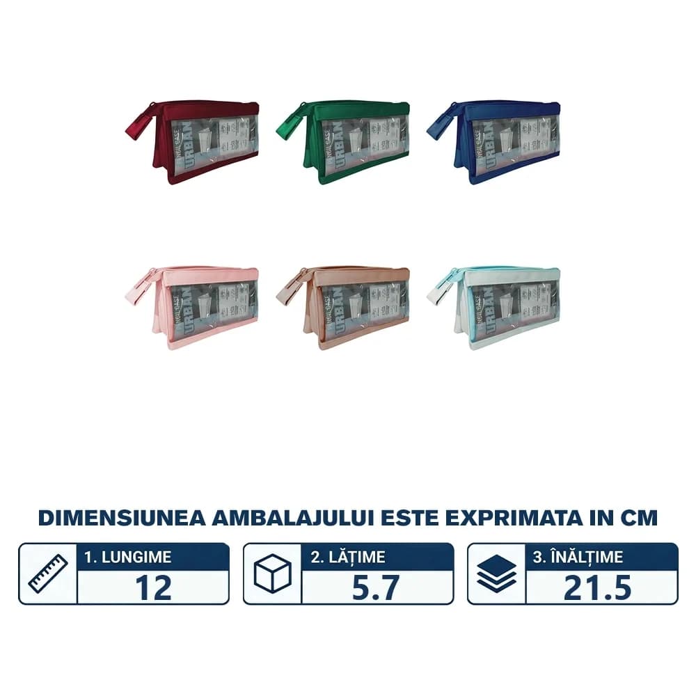 Penar borseta transparent, Urban, 20.5x8x11 cm - S-COOL — miniatură