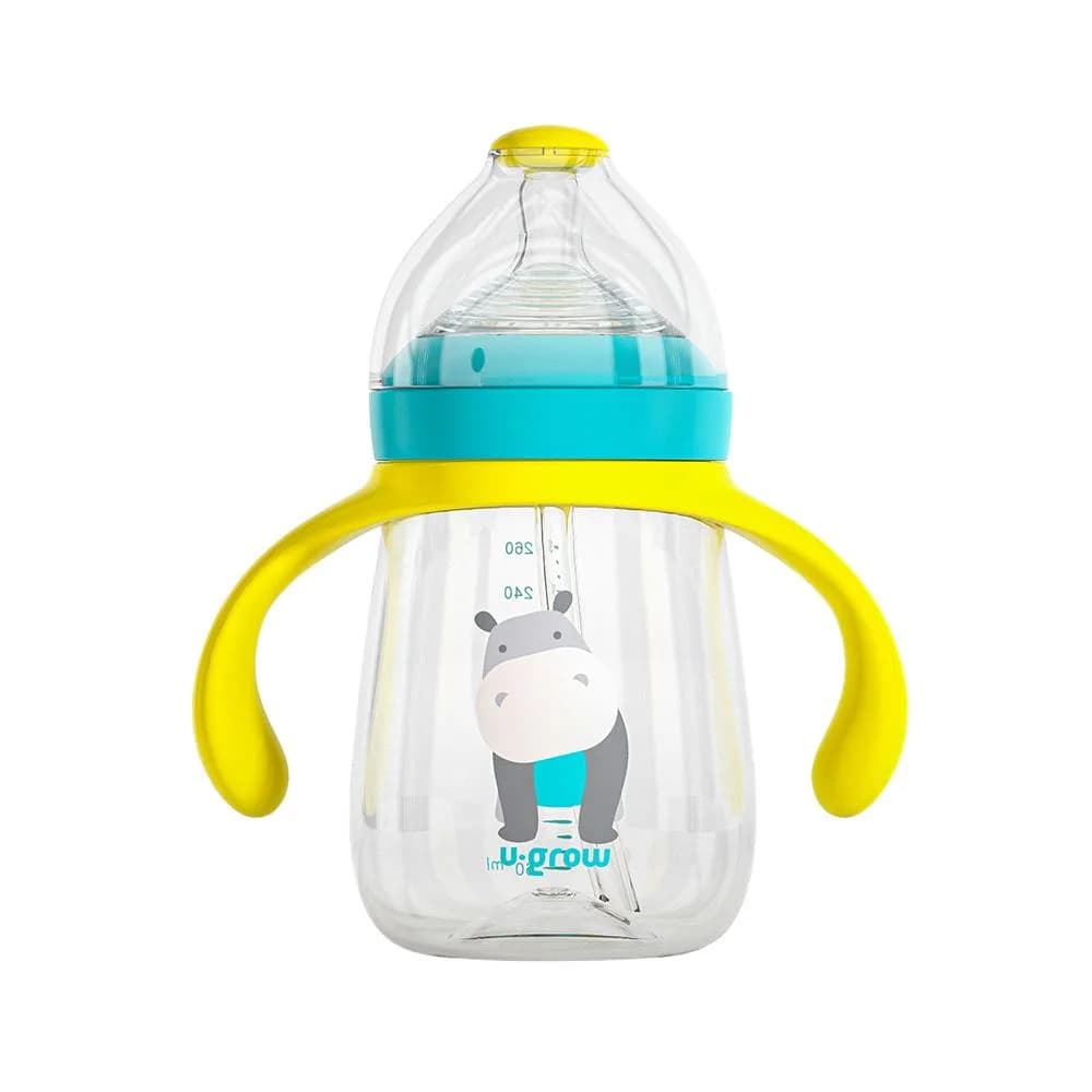 Pachet 3 in 1 cana 260 ml tritan cu 3 accesorii diferite pentru baut : tetina biberon, cioc, pai, blue, U-Grow — miniatură