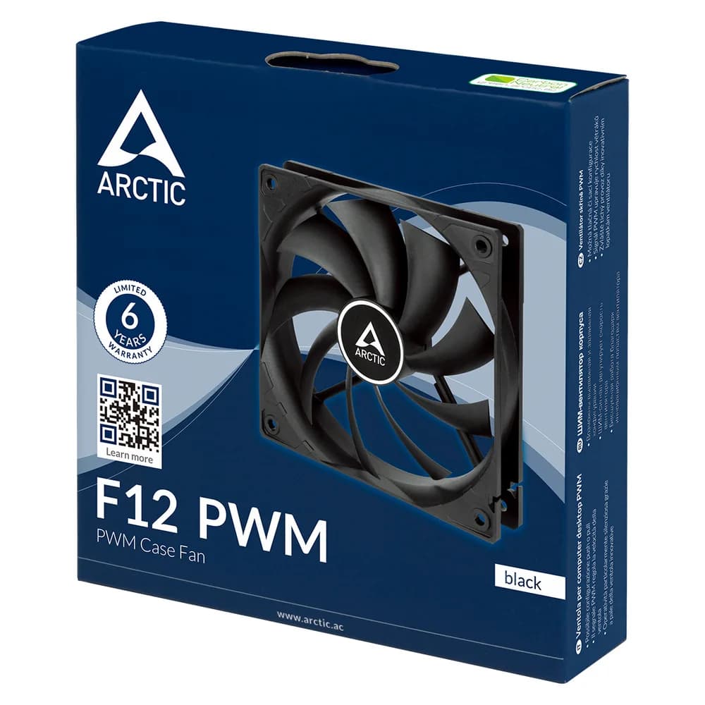 Set 5 ventilatoare Arctic "F12 PWM BK - 5 Pack", 120mm, 230 - 1350, FDB, 53 cfm, 4pin PWM, negru, "ACFAN00145A" - 4895265000454 — miniatură