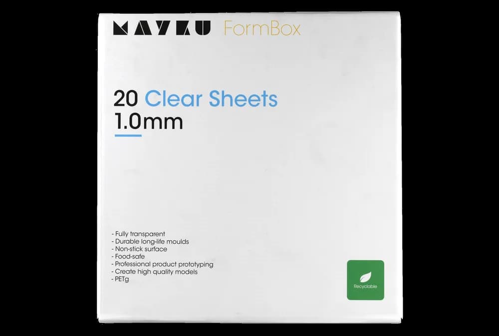 Accesoriu imprimantă 3D Mayku FormBox Clear Sheets 1,0 mm (20 buc) — miniatură