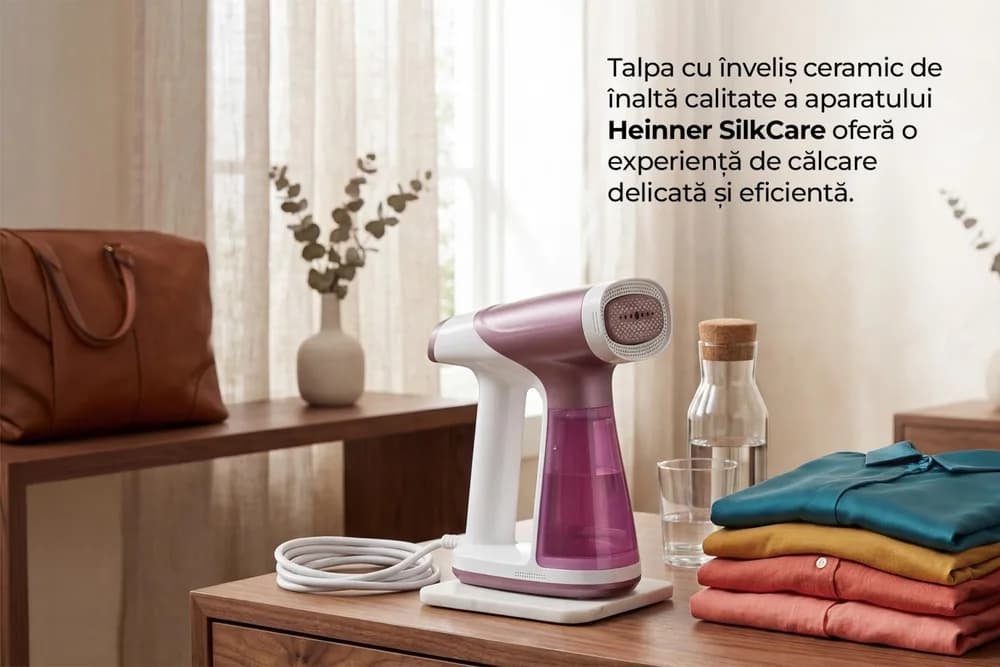 Aparat de călcat vertical cu funcție vacuum HEINNER SilkCare HGS- A1500VPNK — miniatură