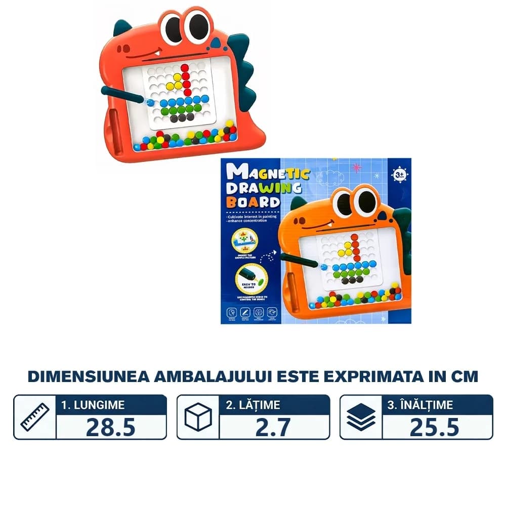 Tablita magnetica + pioneze, Dinozaur — miniatură