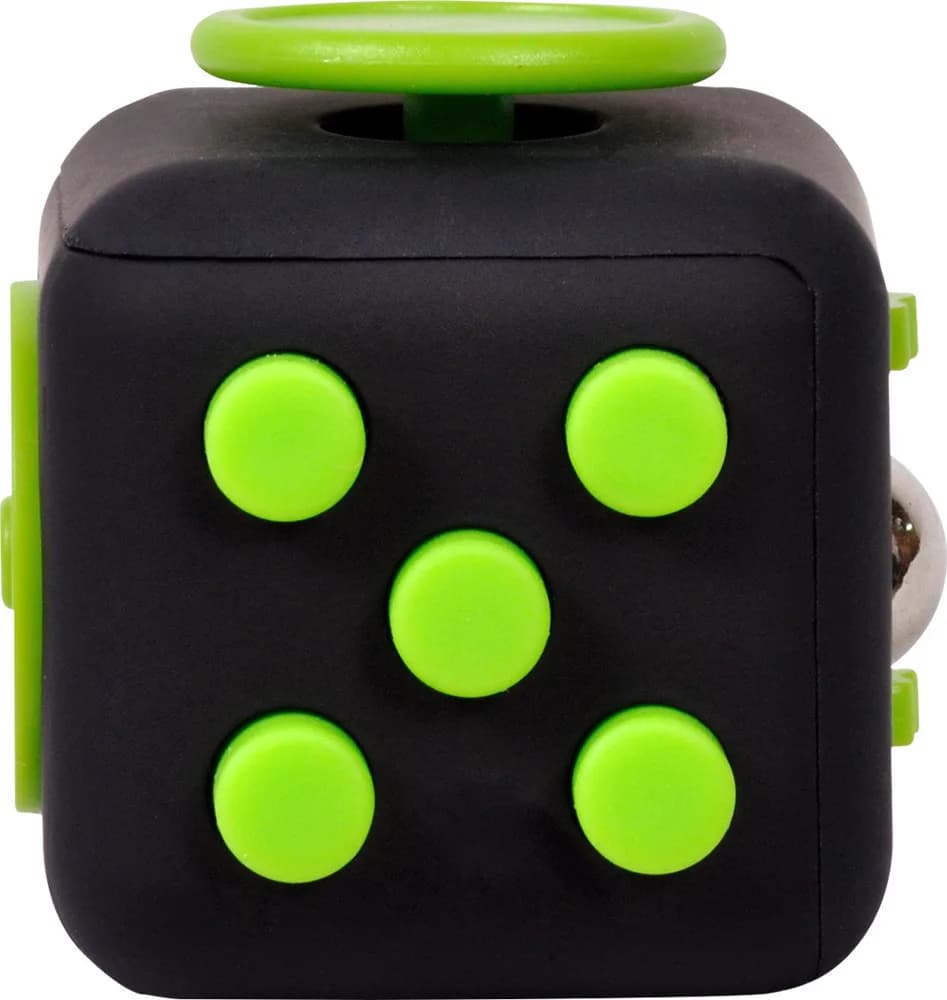 CUB ANTISTRES SPACER, FIDGET, black cu butoane green, "SP-CUBE-FGET"