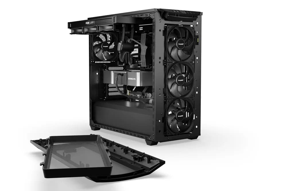 CARCASA be quiet! "SHADOW BASE 800", Middle Tower, ATX, fara sursa, 3xfan,USB 3.2 gen 1x2,USB Type-C x 1,audio+mic,PSU shroud, 7 sloturi expansiune, iluminare, negru, "BGW60" — miniatură