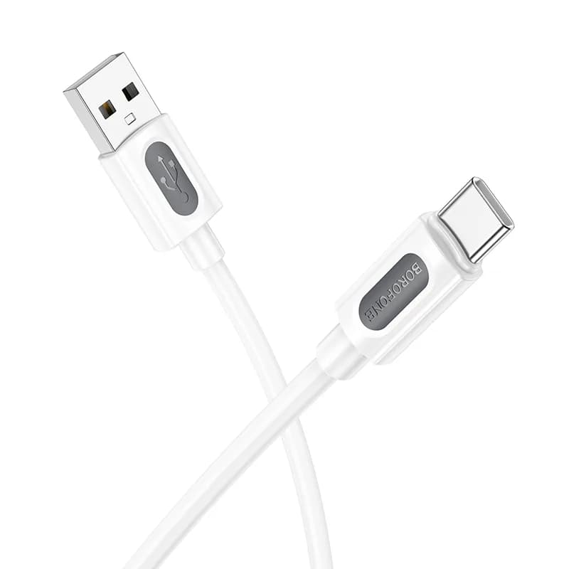 CABLU alimentare si date Borofone "BX114", Fast Charging Data Cable pt. smartphone, USB la USB Type-C 3A, 1m, alb "6941991116896"