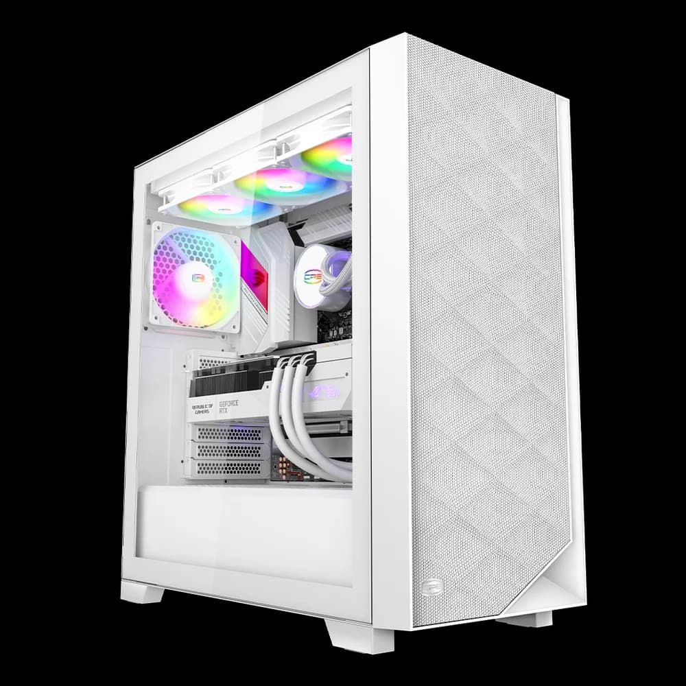 CARCASA PCCOOLER, Middle Tower, ATX, fara sursa, sticla securizata, 3 ventilatoare incluse, iluminare ARGB, alb, USB 3.2 gen 2 x 2, mic, audio, "C3D510 ARGB WH" — miniatură