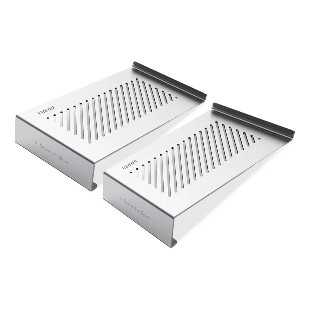 STAND PENTRU BOXE EDIFIER, dedicat pentru QR65/MR3/MR4, metalic, antiderapant, margine cauciuc pt. protectie, dim. 3.5x11.5x20cm, silver, "SS04-SL"