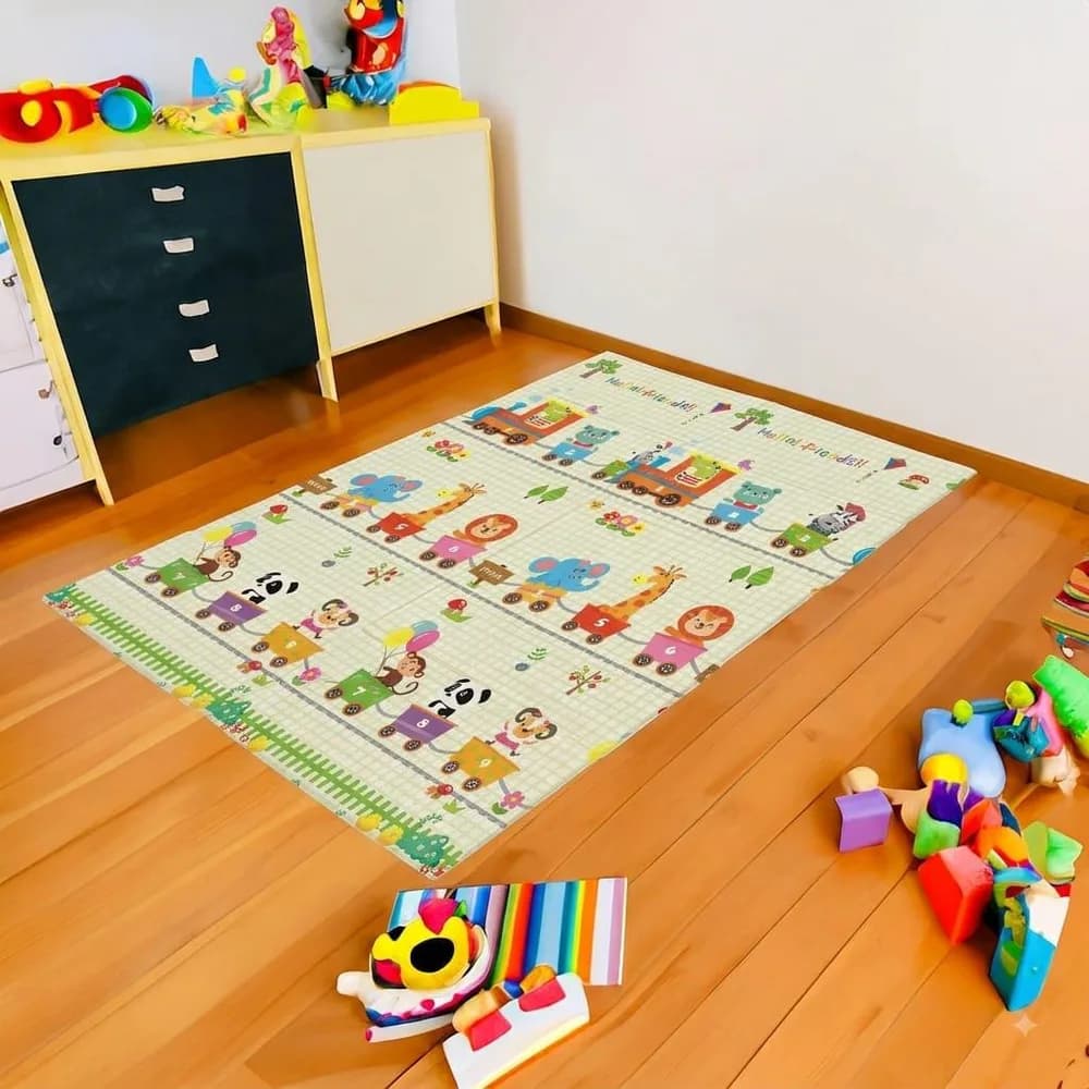 Covor de joaca pentru copii U-Grow, din spuma, pliabil, 2 fete, impermeabil, izolant, 180 x 120 x 1 cm, design animalute — miniatură