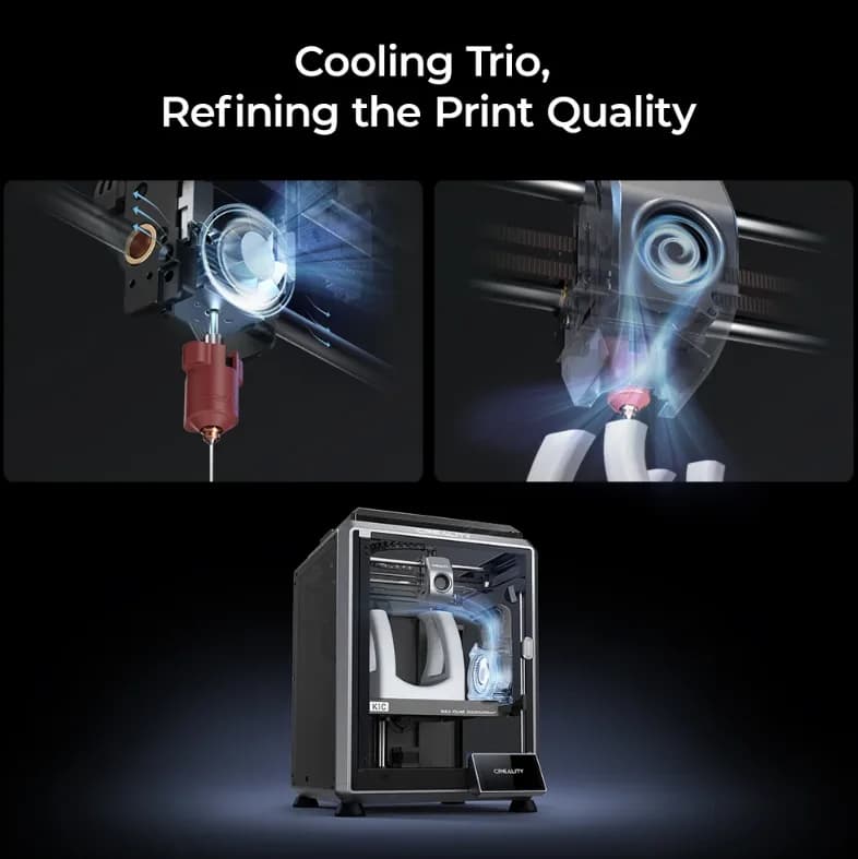 Imprimanta 3D Creality K1C, ( Printare carbon) Tehnologie FDM, viteza printare 600mm/s, Precizie 100 +/-0.1mm, Diametru filament: 1.75mm, tip filament compatibil: ABS, PLA, PETG, PET, TPU, PA, ABS, ASA, PC, PLA-CF, PA-CF, PET-CF, Transfer fisier: USB drive,WIFI temperatura duza:300 C, Format — miniatură