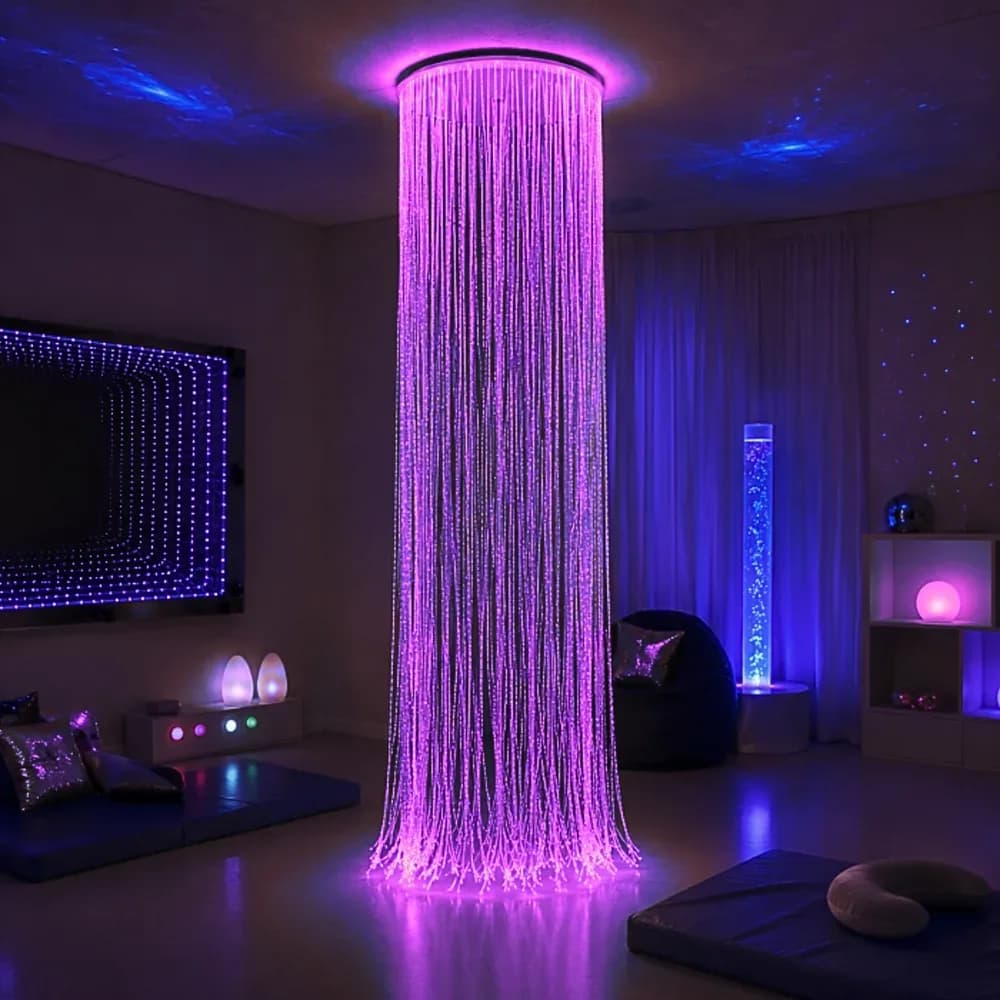 Perdea circulara senzoriala din fibra optica, incluzand fibrele si sursa de lumina — miniatură