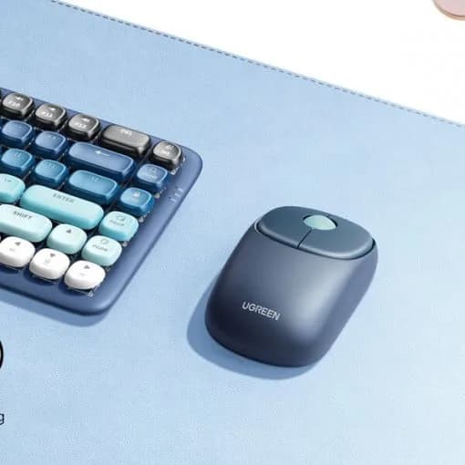 MOUSE Ugreen, "MU102" PC sau NB, bluetooth/wireless 2.4GHz, optic, acumulator 500mAh integrat, incarcate USB Type-C, 5/1 butoane/scroll, 4000 dpi, albastru "90538" - 6957303895380 — miniatură