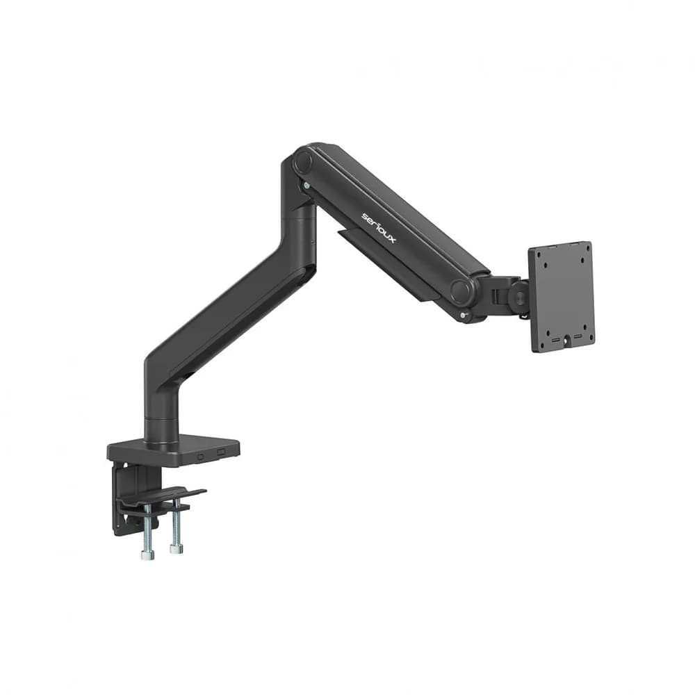 Brat monitor Serioux, tehnologie arc, compatiibilate ecran 17"-49", greutate maxima suportata (per ecran) 2~20kg,VESA:75x75,100x100, interval inclinare +50°~-20°, interval pivotare +90°~-90° — miniatură